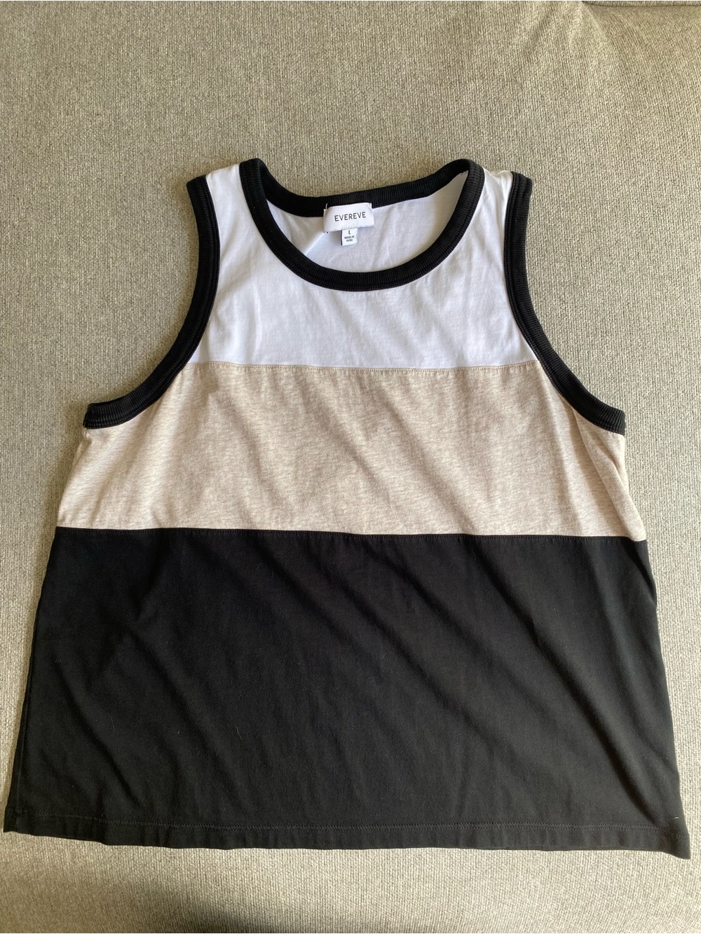 Evereve White, Beige & Black Colorblock Tank